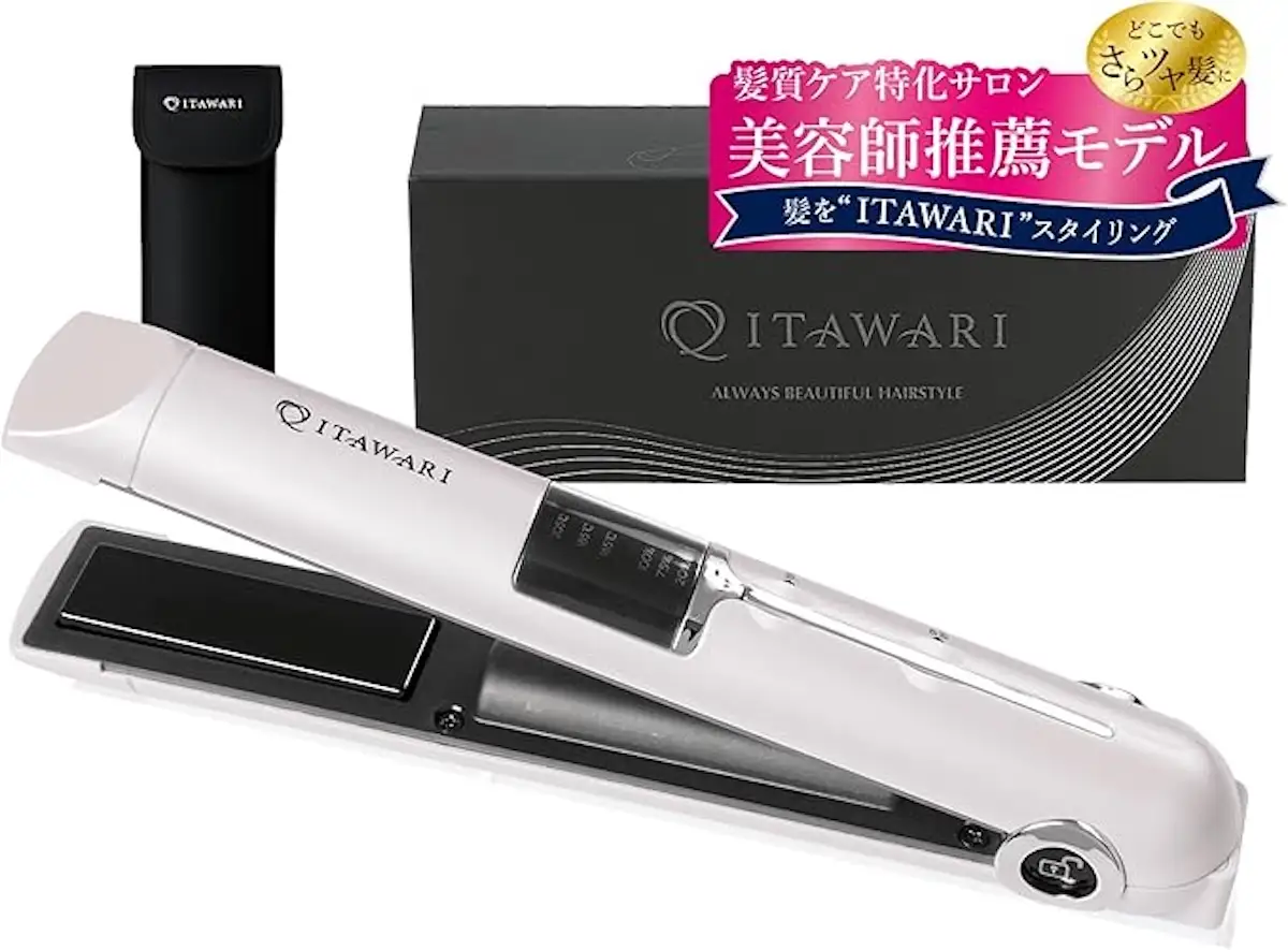 [表参道 美容サロン推奨] 日本メーカー公式 コードレスヘアアイロン (ホワイト) [キューティクル保護プレート採用 髪に艶と潤いを] 充電式持ち運びヘアアイロン [1336]