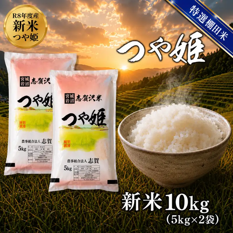 新米 特選棚田米  令和8年産 つや姫 10kg  精米