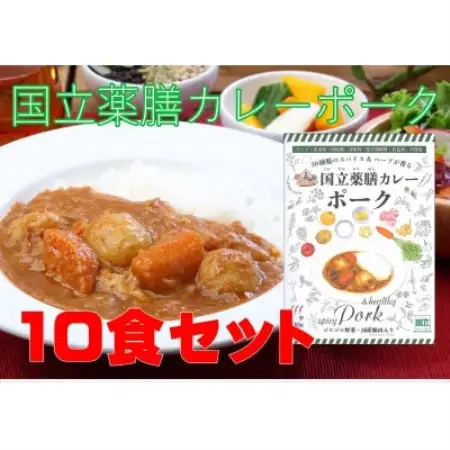 30種のスパイスを使用　国立薬膳カレーポーク　200g×10食セット　小麦粉・ラード不使用【1584736】