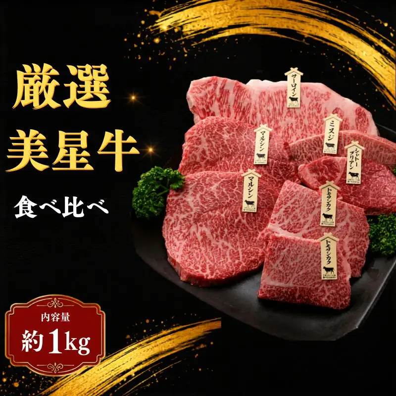 岡山県産 黒毛和牛 美星牛 贅沢ステーキ食べ比べセット 約1kg 国産 牛肉【msmt005-01】