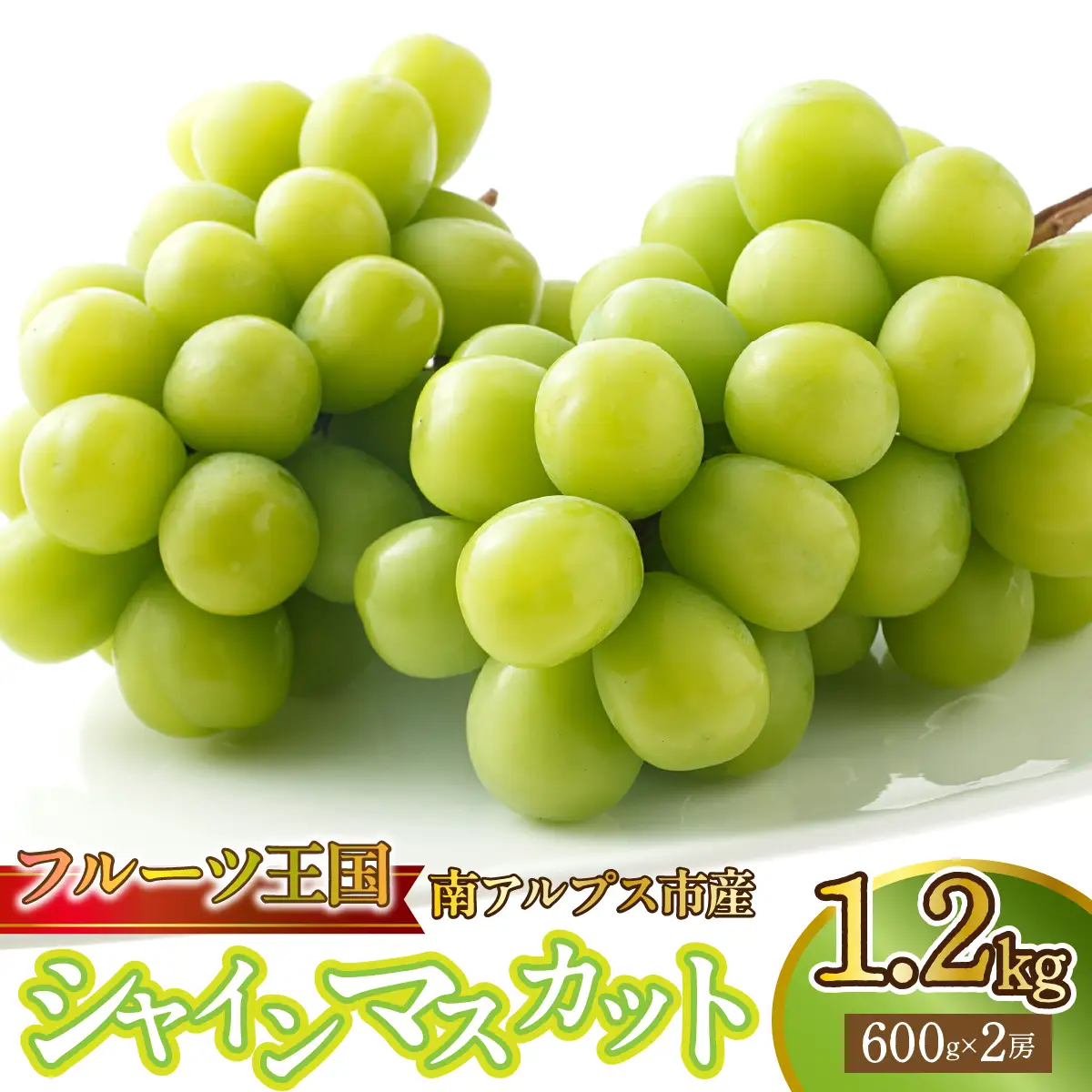 ＜2026年発送★先行予約＞【鈴木ぶどう園】山梨県南アルプス市産シャインマスカット約1.2kg（600ｇ×2房） ALPGF001