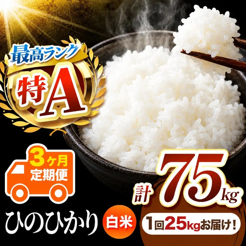 【 定期便 3回 】 熊本県産 白米 ひのひかり 25kg