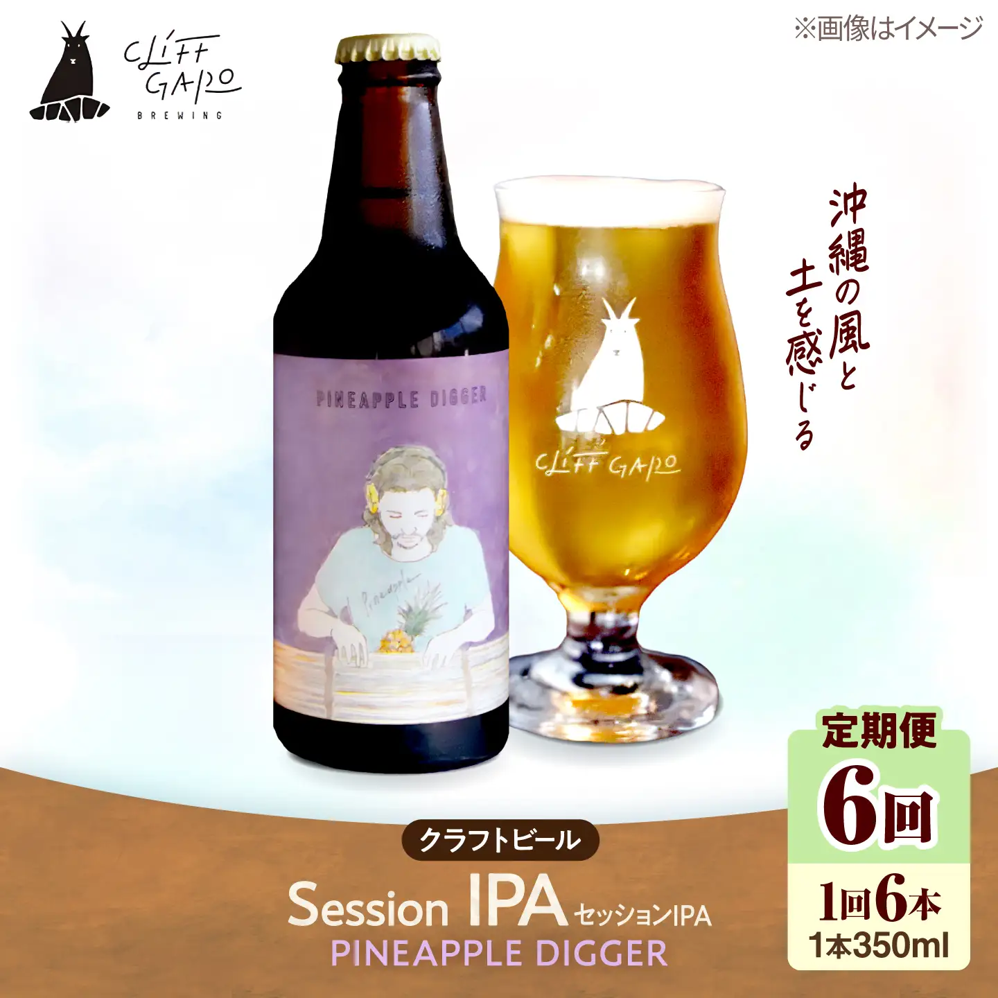 【全6回定期便】-CLIFF BEER- PINEAPPLE DIGGER  (セッションIPA) 6本入り ビール クラフトビール 350ml 飲み比べ ギフト 沖縄市 / 株式会社クリフクラフト[BCDS019]