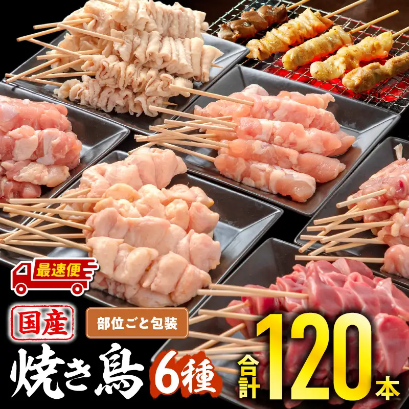 鶏肉 焼き鳥 鶏肉[最速便 若鶏 6種 120本]