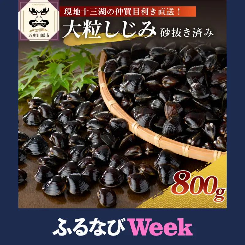【ふるなびWEEK対象】津軽十三湖産大和しじみ 大粒 800g （冷凍・砂抜き済） しじみ