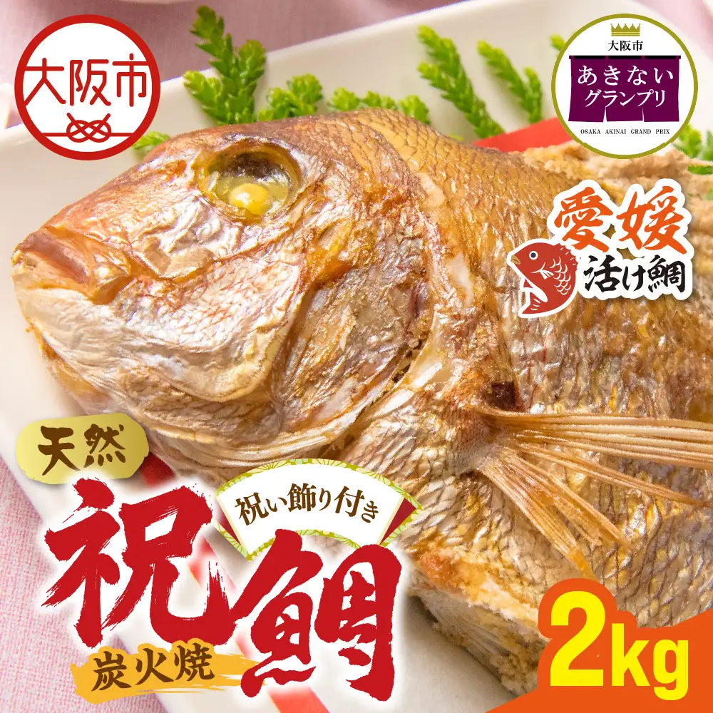 【商店街逸品】天然祝鯛 炭火焼 2kgアップ（愛媛活け鯛）_OS389-0003-01
