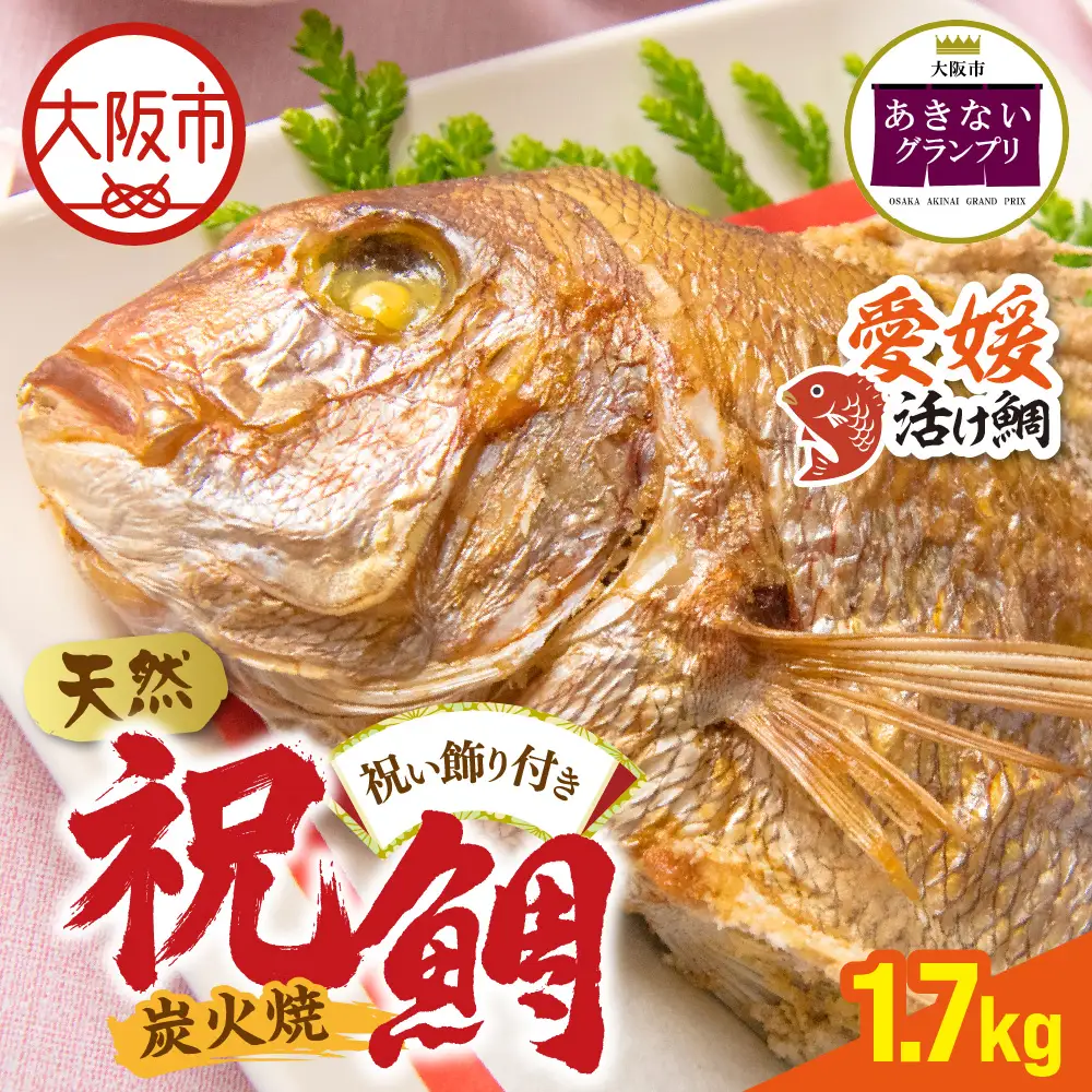 【商店街逸品】天然祝鯛 炭火焼 1.7kgアップ（愛媛活け鯛）_OS389-0003-02