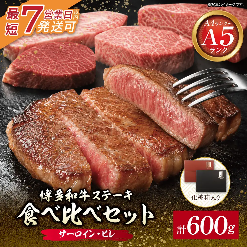 Z59-35 博多和牛 【A4～A5】(ヒレ150g＆サーロイン150g)ステーキ食べ比べセット各2枚 計600g 博多和牛