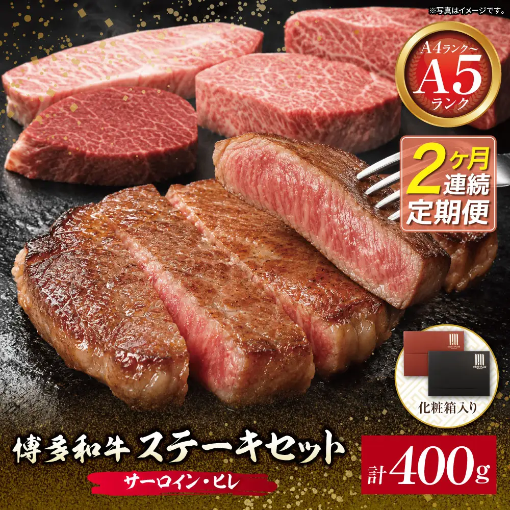 Z59-99 定期便 博多和牛 【A4～A5】(ヒレ150g＆サーロイン250g) 各1枚 計400g(年2回) 博多和牛