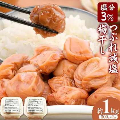 梅干し無添加つぶれ減塩梅干 塩分3% 1kg 500g×2パック