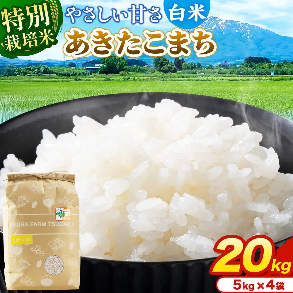 米【特別栽培米】あきたこまち 白米 20kg（5kg×4袋）令和7年産 青森県弘前市産