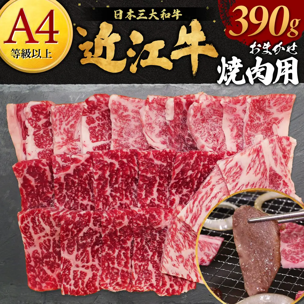 近江牛おかませ焼肉用 390g 株式会社オカキブラザーズフーズ 滋賀県 東近江市 A-E28 近江牛 焼肉 おまかせ 390g A5 A4 モモ バラ 肩ロース 牛肉 和牛 焼き肉