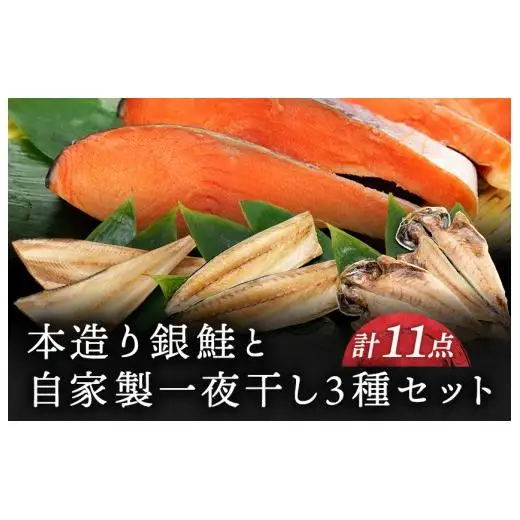 本造り銀鮭(5切)と自家製一夜干し3種セット（計11点）