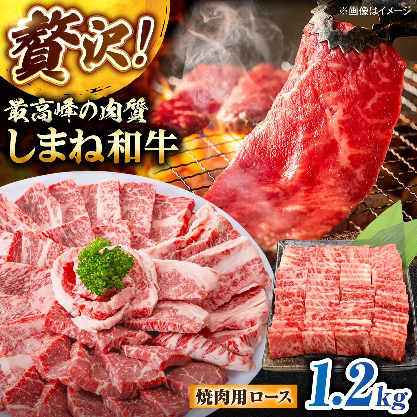 しまね和牛ロース 1.2kg(400g×3パック) 焼肉用 [ALFR010]