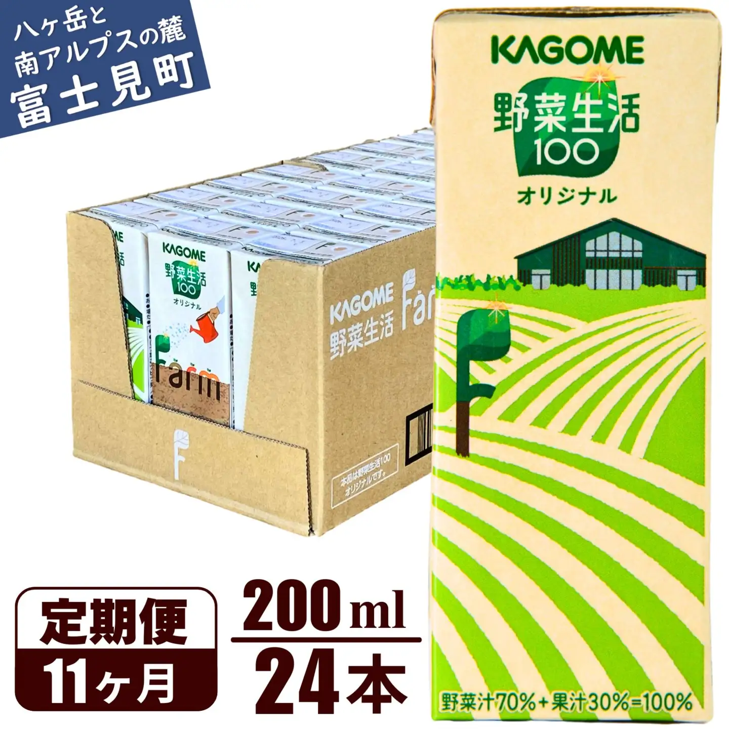 【 定期便11ヶ月連続お届け 】野菜生活ファーム限定パッケージ カゴメ 野菜生活100 オリジナル 200ml 24本 紙パック