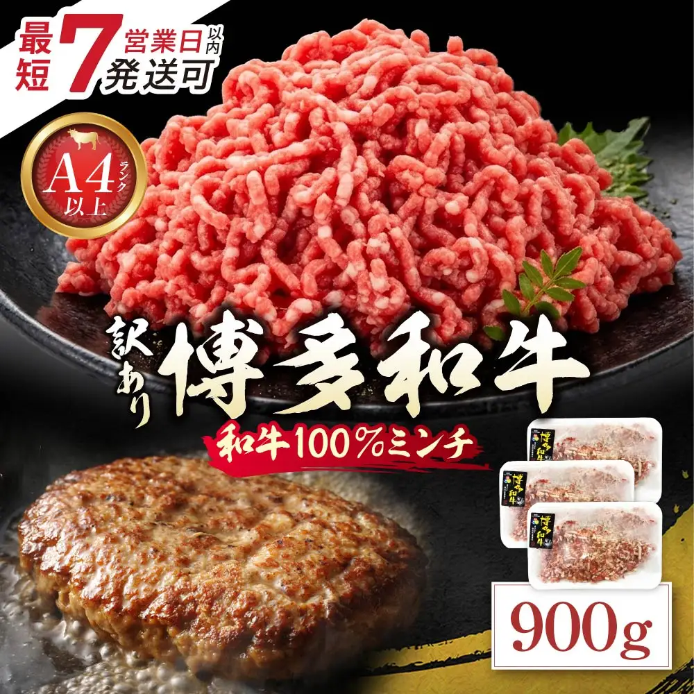 Z59-45 博多和牛100%ミンチ(挽肉)【訳あり】900g(300g×3個) 博多和牛