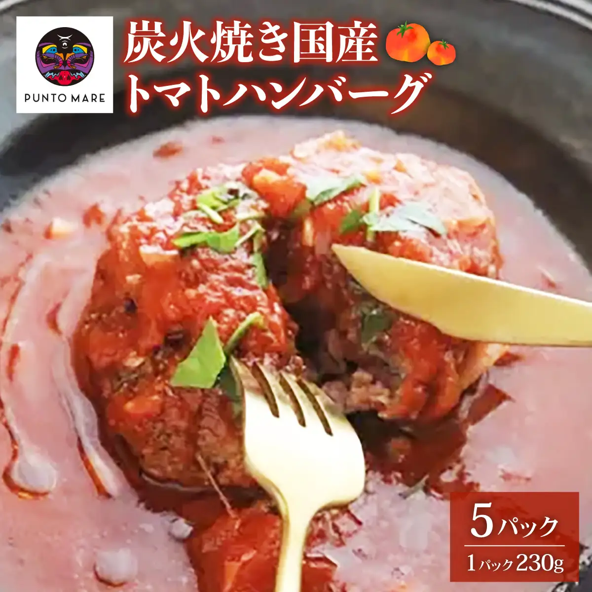  炭焼き国産ハンバーグ(トマトソース)230g×5個