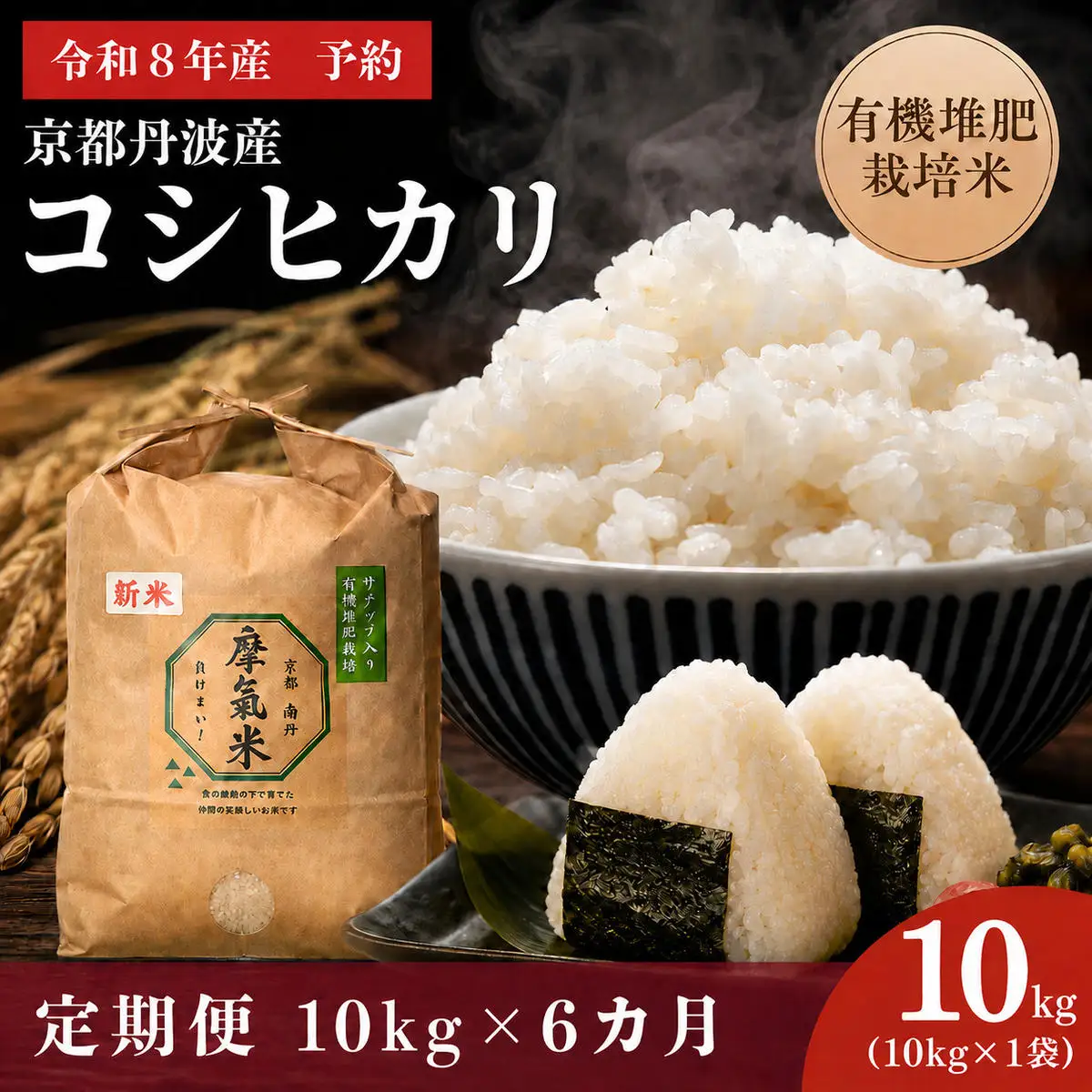 コシヒカリ 摩氣米 10kg 定期便6回 有機 コシヒカリ