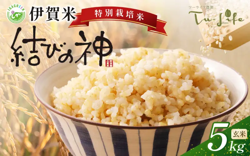 玄米 特別栽培米・伊賀米結びの神 5kg 〈玄米〉【tuli0007A】 