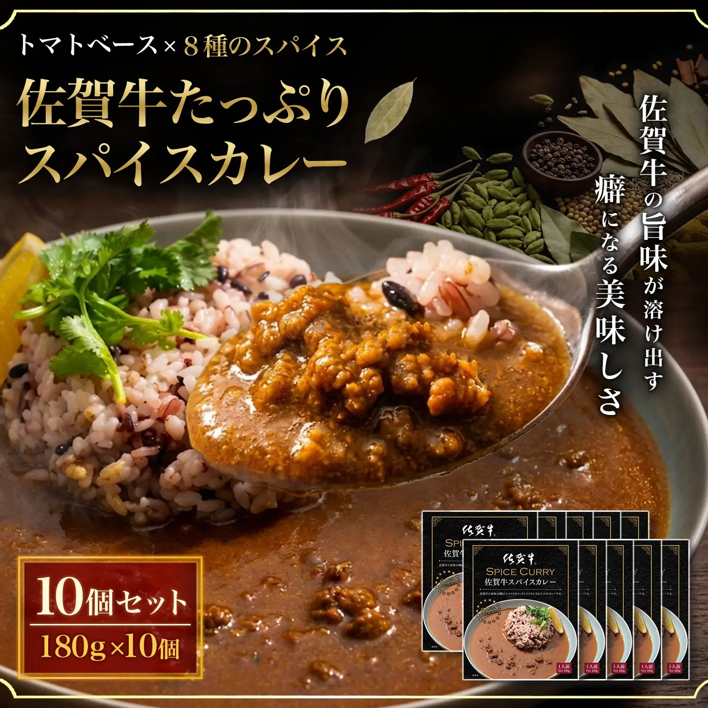 佐賀牛スパイスカレー180g×10個 K084003