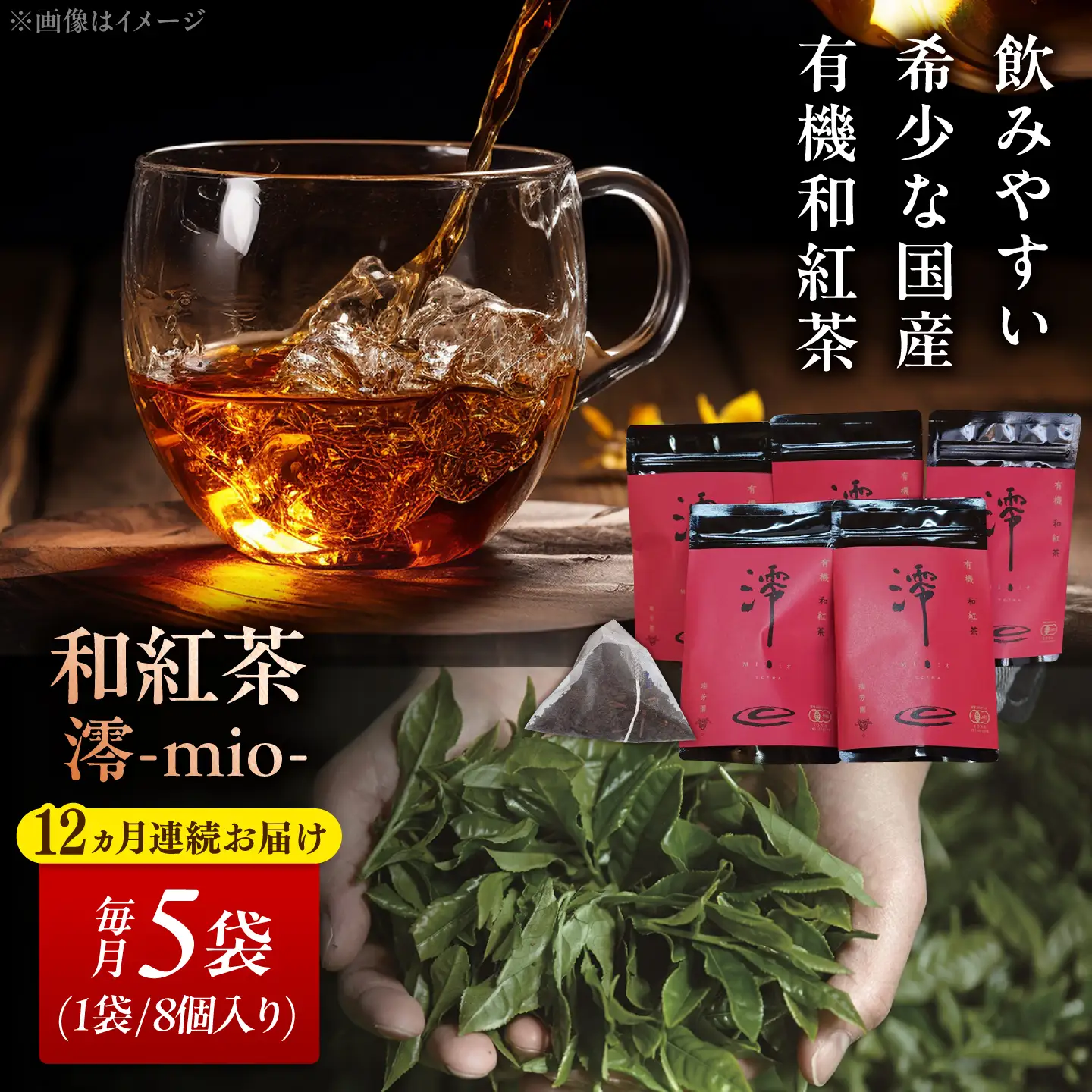 【12回定期便】 【岐阜県瑞浪市産】 国産の有機紅茶 和紅茶 澪-mio- ティーバッグ 5袋 瑞浪市 / 成瀬農場 瑞芳園 紅茶 国産 お茶[AZBP027]