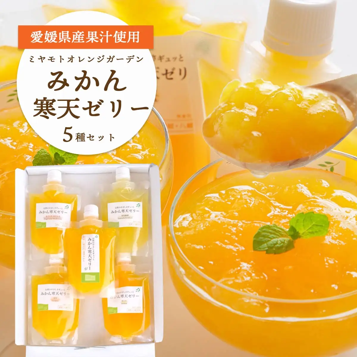愛媛の人気柑橘品種を贅沢に飲み比べ!みかん寒天ゼリー 5本セット【A25-180】YWTAP121