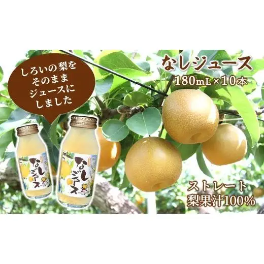 梨ジュース 180mL 10本 豊水 梨果汁100％ ストレートジュース 720mL／180mL 白井市産梨  ギフト 贈り物 プレゼント おすすめ