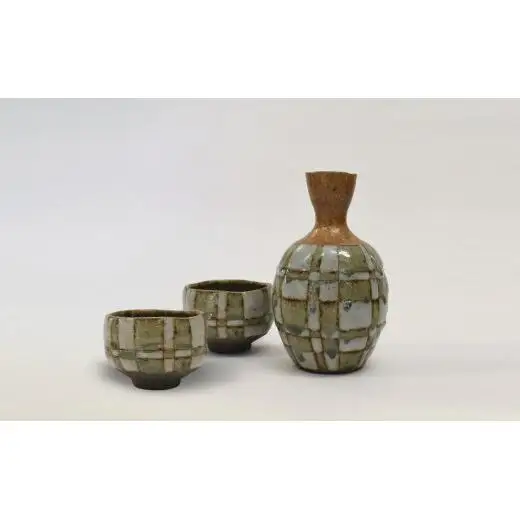釉彩酒器セット 徳利 お猪口 2個 陶芸品《受注制作》銚子 お猪口 晩酌 日本酒 おすすめ おしゃれ モダン 陶芸 手作り 食器 陶器 陶芸作家