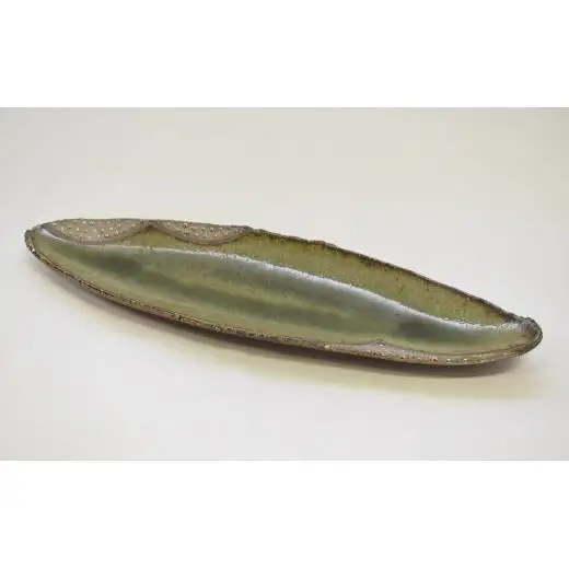 銀彩オーバル皿 和食器 長皿 平皿 陶芸品《受注制作》作品 インテリア オブジェ 皿 楕円皿 長皿 和食器 おすすめ おしゃれ スタイリッシュ モダン プレート 陶芸 手作り 陶器 陶芸作家