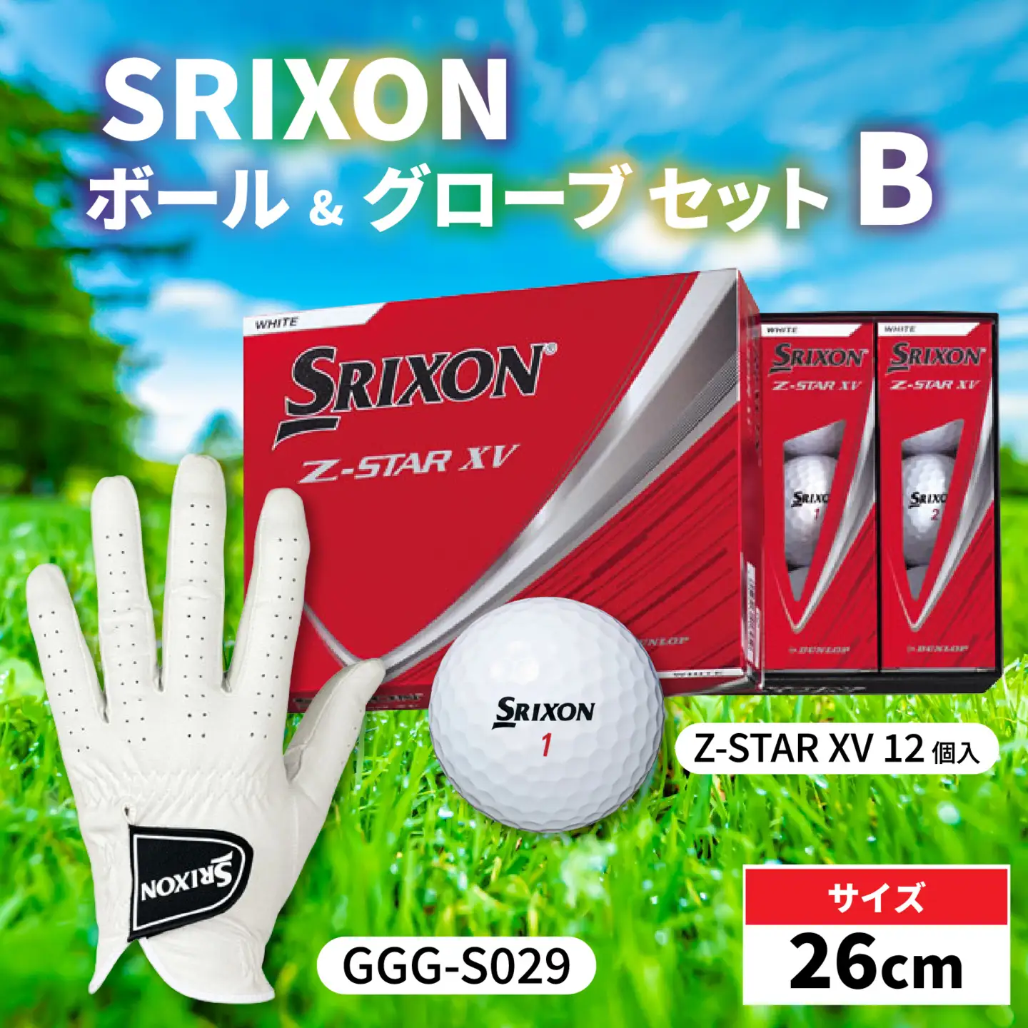 SRIXON ボール グローブ セットB 左手用【26cm】ゴルフ
