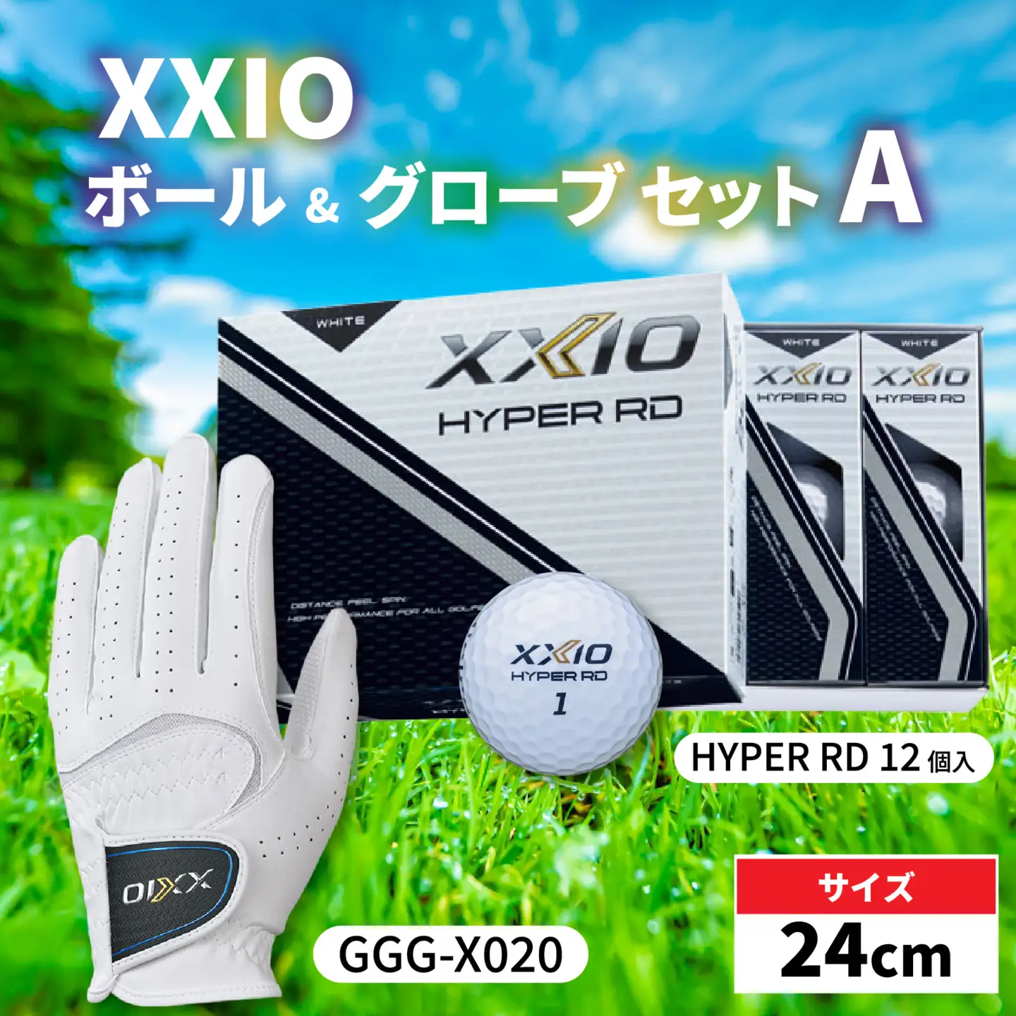 ゴルフボール　グローブ　セット売り XXIO ボール グローブ セットA 左手用【24cm】ゴルフ | 兵庫県（県庁