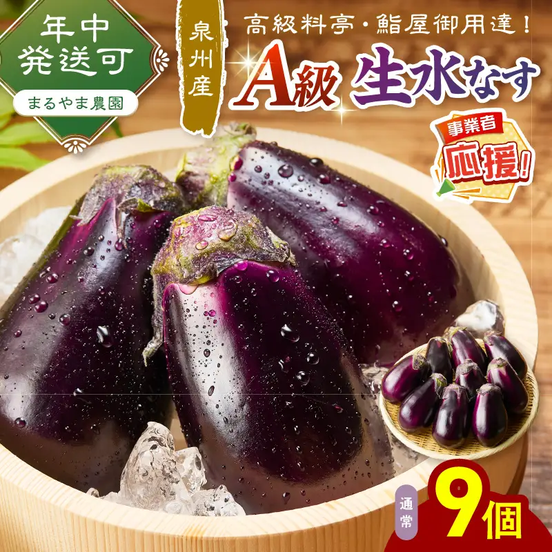 まるやま農園 泉州A級生水なす 9個入り【ふるさと納税3.0】【087D-131】