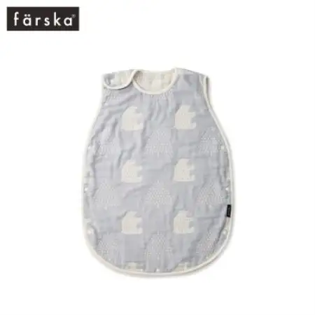 farska ファルスカ 6重ガーゼ スリーパー キッズ モリノクマ-スカイグレー【1742149】