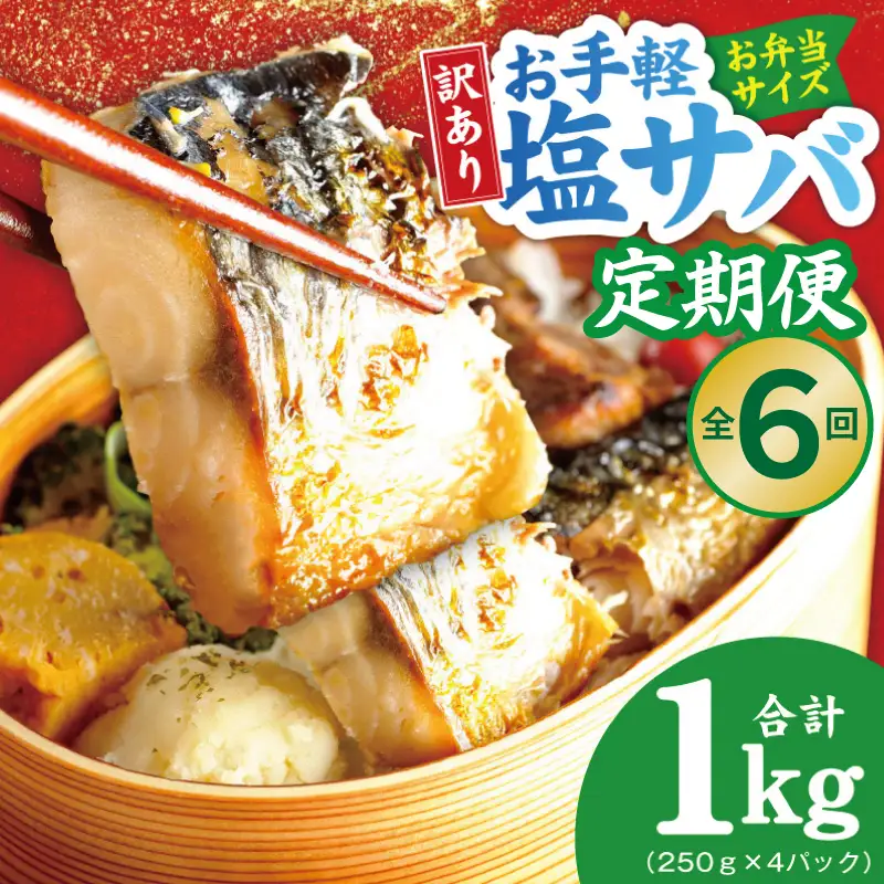 【定期便】塩さば 1kg（250g×4P）全6回