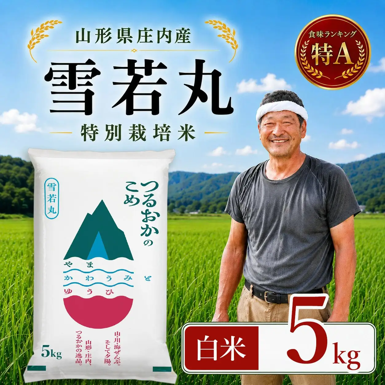 【令和7年産】 特別栽培米 雪若丸 精米 5kg (5kg×1袋)　山形県 庄内産 　| ゆきわかまる 5キロ 米 お米 コメ 白米 食品 ご飯 ごはん 美味しい おいしい ブランド米 庄内米 エコ包装 おすすめ 人気 山形県 鶴岡市 東北 国産 お取り寄せ SDGs未来都市鶴岡 返礼品