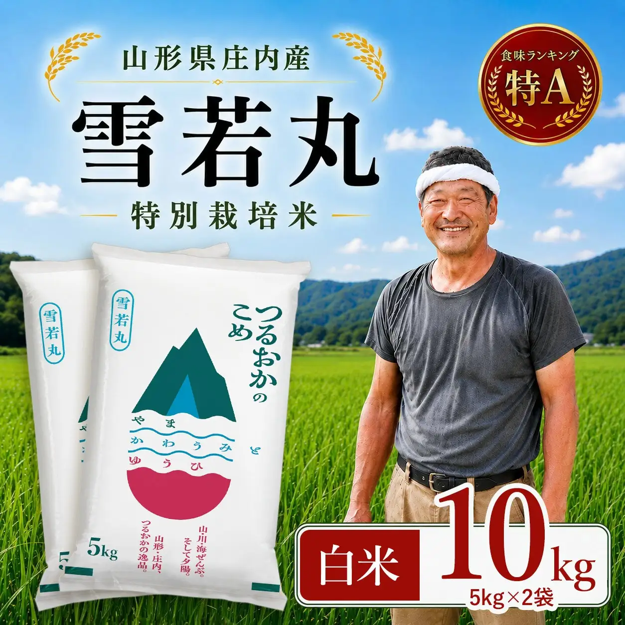 【令和7年産】 特別栽培米 雪若丸 精米 10kg(5kg×2袋)　山形県 庄内産 　| ゆきわかまる 10キロ 米 お米 コメ 白米 食品 ご飯 ごはん 美味しい おいしい ブランド米 庄内米 エコ包装 おすすめ 人気 山形県 鶴岡市 東北 国産 お取り寄せ SDGs未来都市鶴岡 返礼品