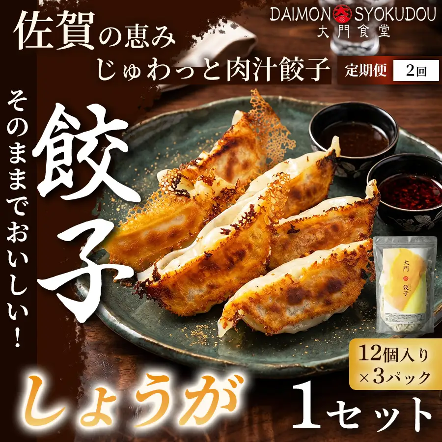 【定期便2ヶ月】【1個28ｇで満足度大！】大門餃子　しょうが(12個入×3P) 1セット：B220-048
