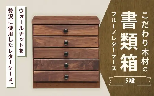 こだわり木材の書類箱 ブルーノレターケース 5段 ウォールナット デスク周り 収納 書類 木製 高級感 ワークスペース 家具 収納家具