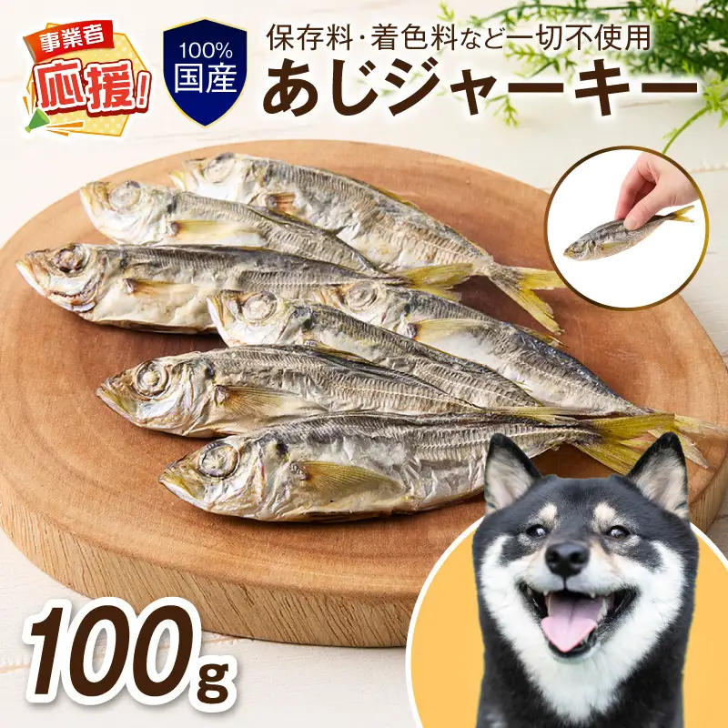ペットフード研究所 国産無添加 あじジャーキー 100g【ふるさと納税3.0】【087E-035】