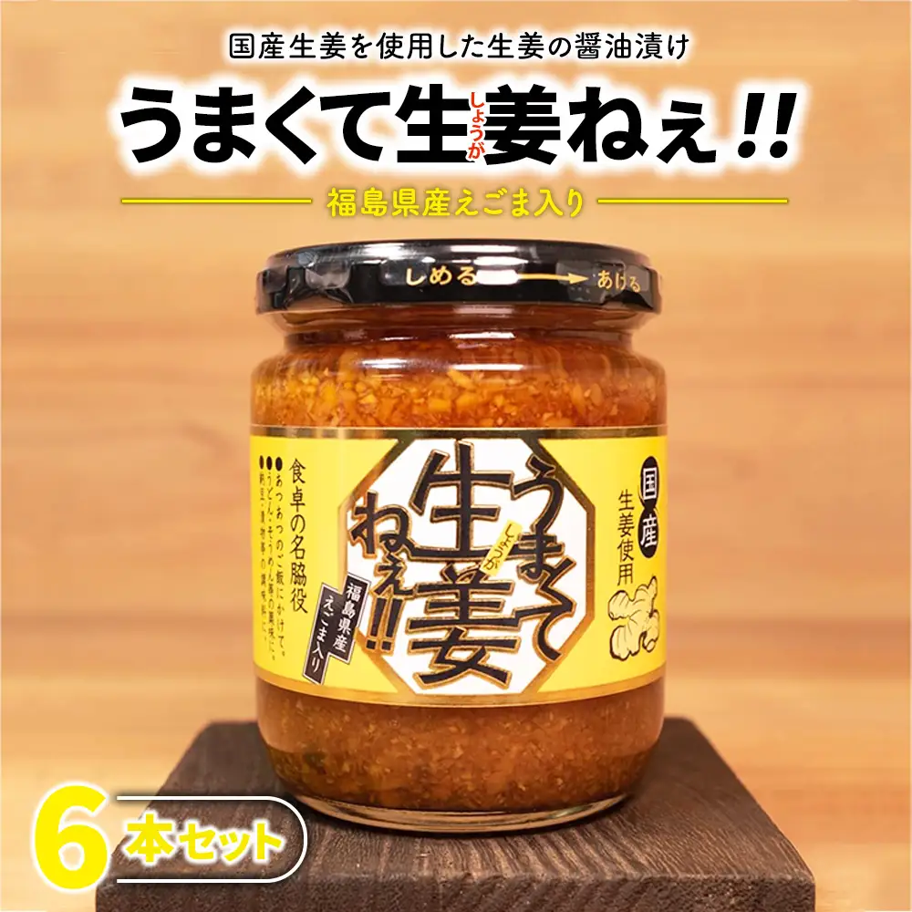 うまくて生姜ねぇ!! 6本セット | しょうが 国産 醤油漬け ごはんのお供 お弁当 調味料 おつまみ 肴 薬味 隠し味 猪苗代町 福島県