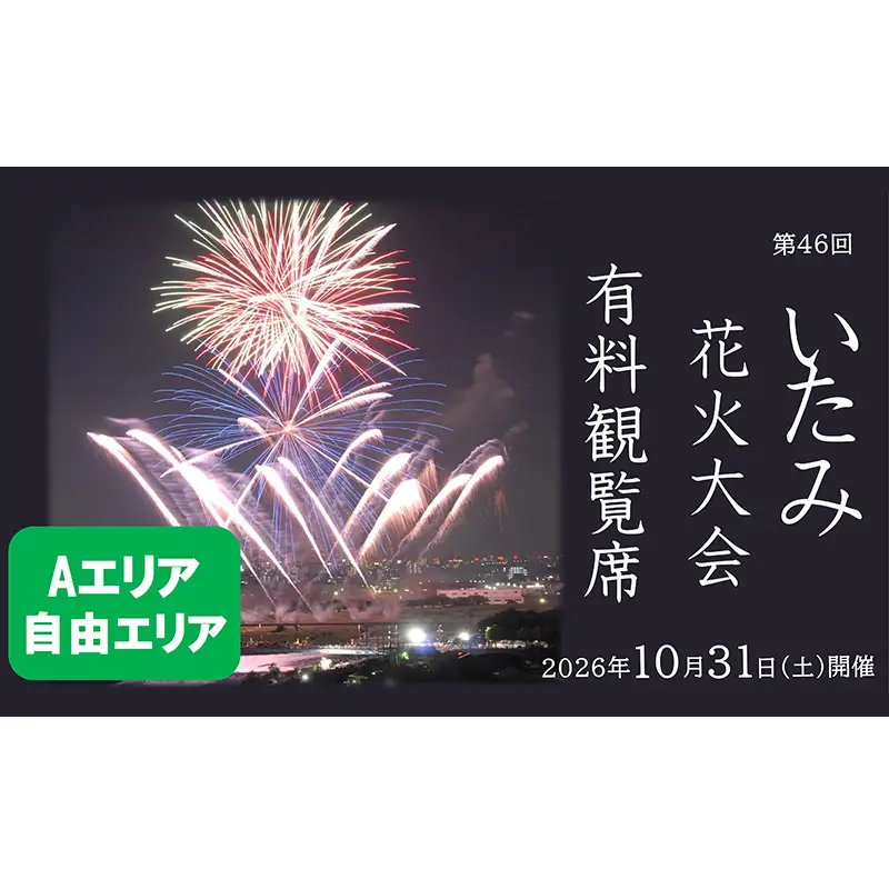【いたみ花火大会】(2026年10月31日（土）開催)Ａエリア有料観覧席【自由エリア】1名分 イベント お出かけ 関西 兵庫県 伊丹市 伊丹 花火大会