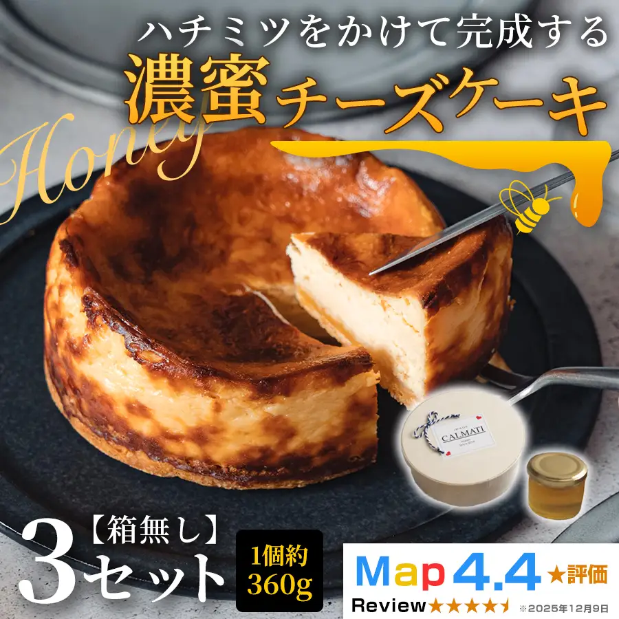 ハチミツをかけて完成する濃蜜チーズケーキ 3セット