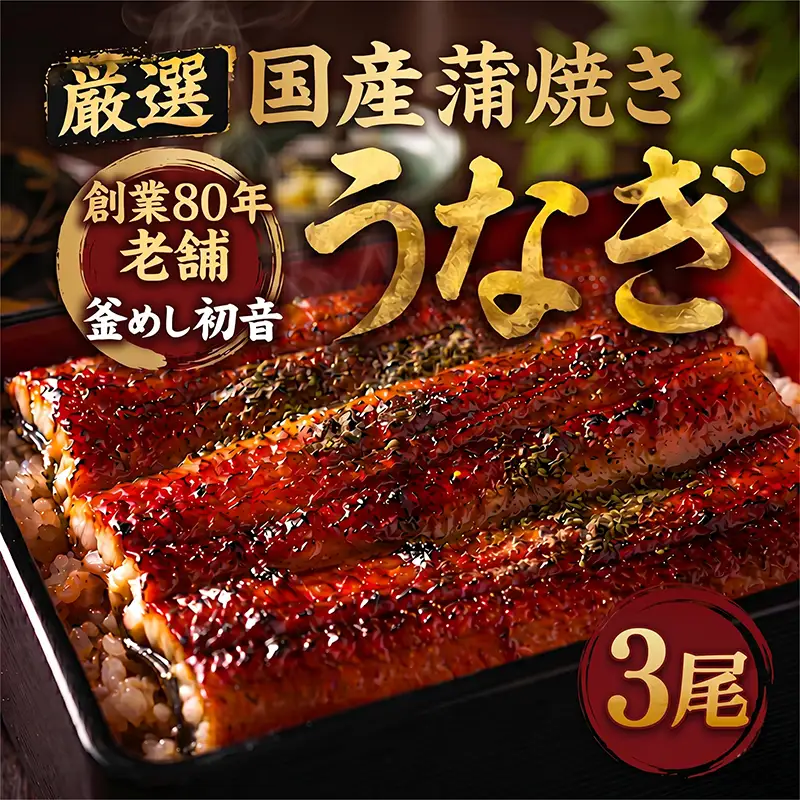 国産鰻蒲焼 3尾 約570g うなぎ 鰻