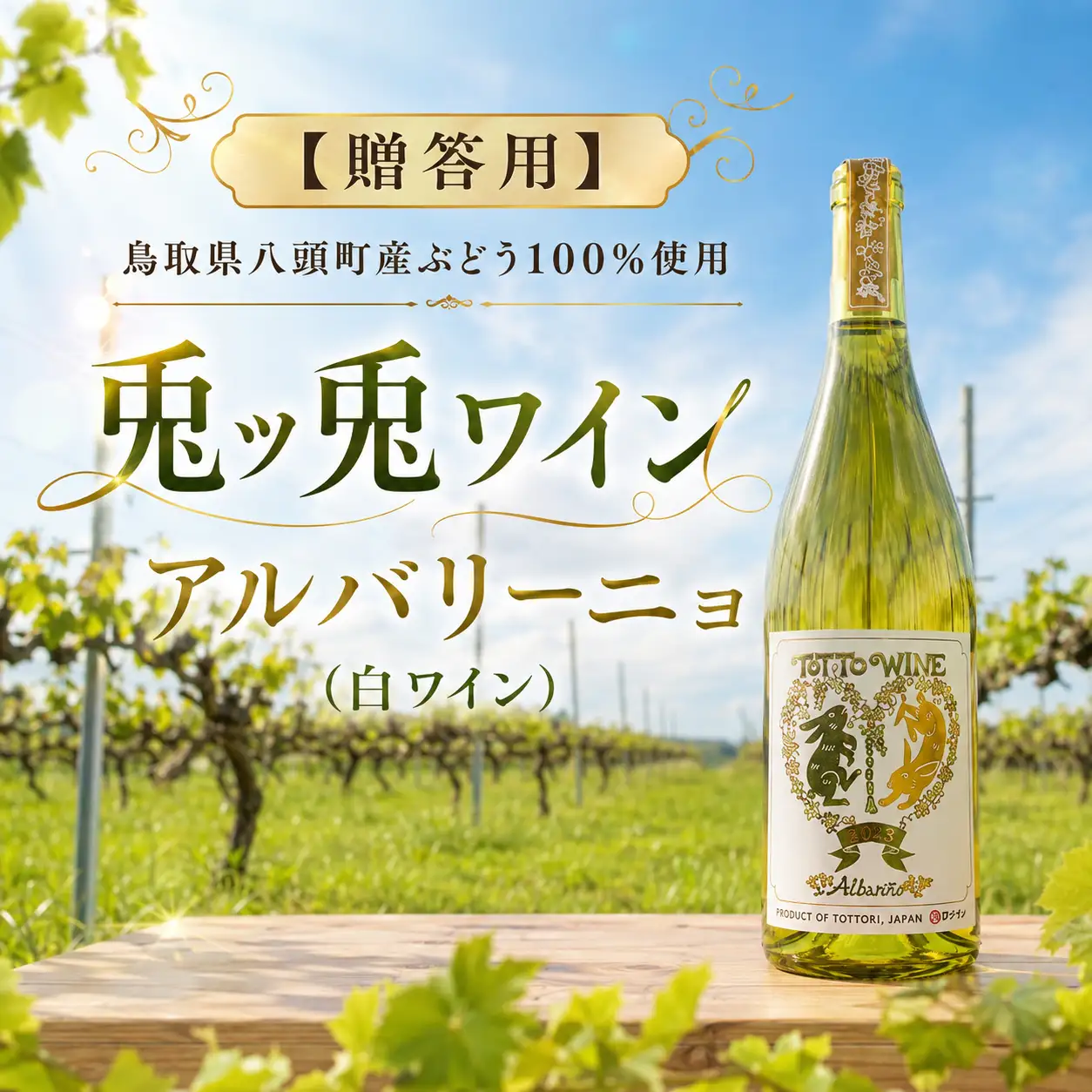 Y1090 【贈答用】八頭町産ぶどう100%使用｜兎ッ兎ワイン｜アルバリーニョ（白ワイン）