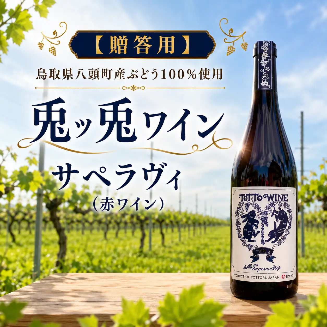 Y1092 【贈答用】八頭町産ぶどう100%使用｜兎ッ兎ワイン｜サペラヴィ（赤ワイン）