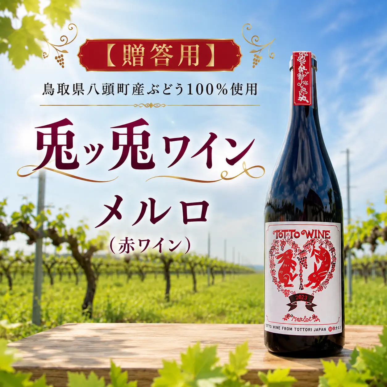 Y1093 【贈答用】八頭町産ぶどう100%使用｜兎ッ兎ワイン｜メルロ（赤ワイン）