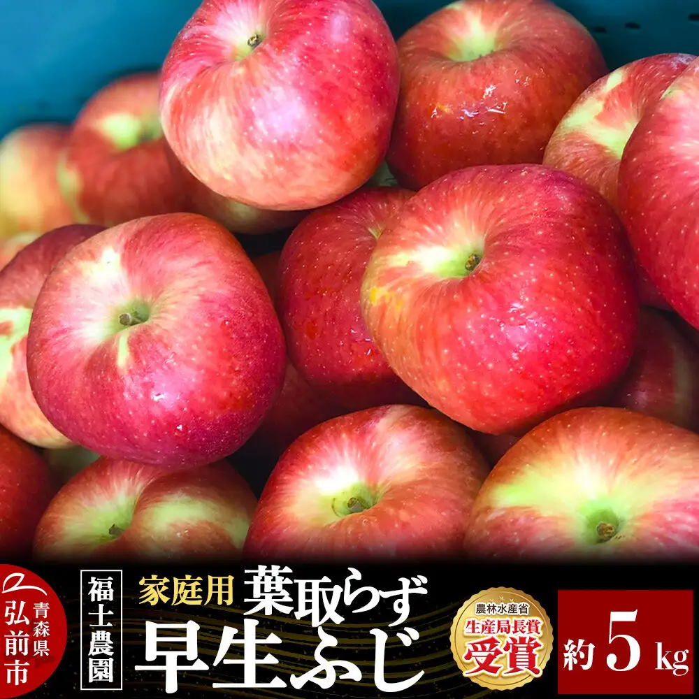 【26年10月発送】りんご 葉とらず 早生ふじ【家庭用】約5kg 青森県 弘前市