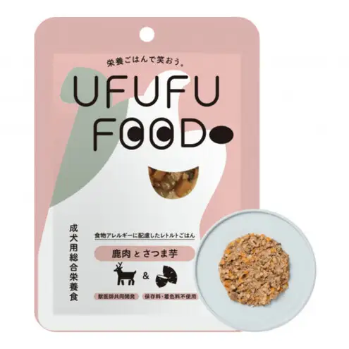 【福岡市】成犬用総合栄養食 食物アレルギーに配慮した 手づくりごはん UFUFU FOOD レトルト 鹿肉とさつま芋4パック 犬用 いぬ