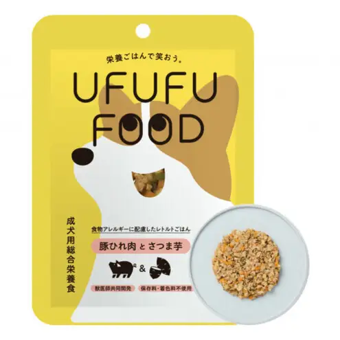 【福岡市】成犬用総合栄養食 食物アレルギーに配慮した 手づくりごはん UFUFU FOOD レトルト 豚ひれ肉とさつま芋4パック 犬用 いぬ