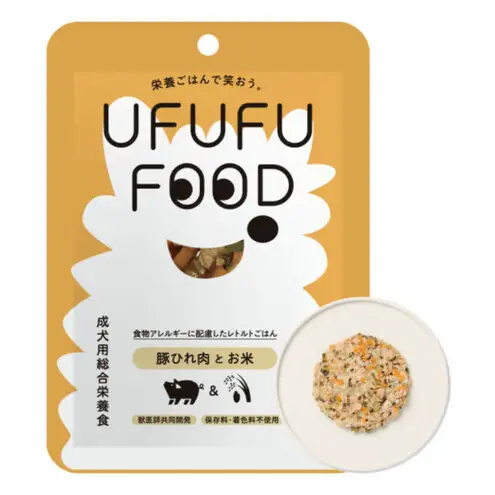 【福岡市】成犬用総合栄養食 食物アレルギーに配慮した 手づくりごはん UFUFU FOOD レトルト 豚ひれ肉とお米4パック 犬用 いぬ